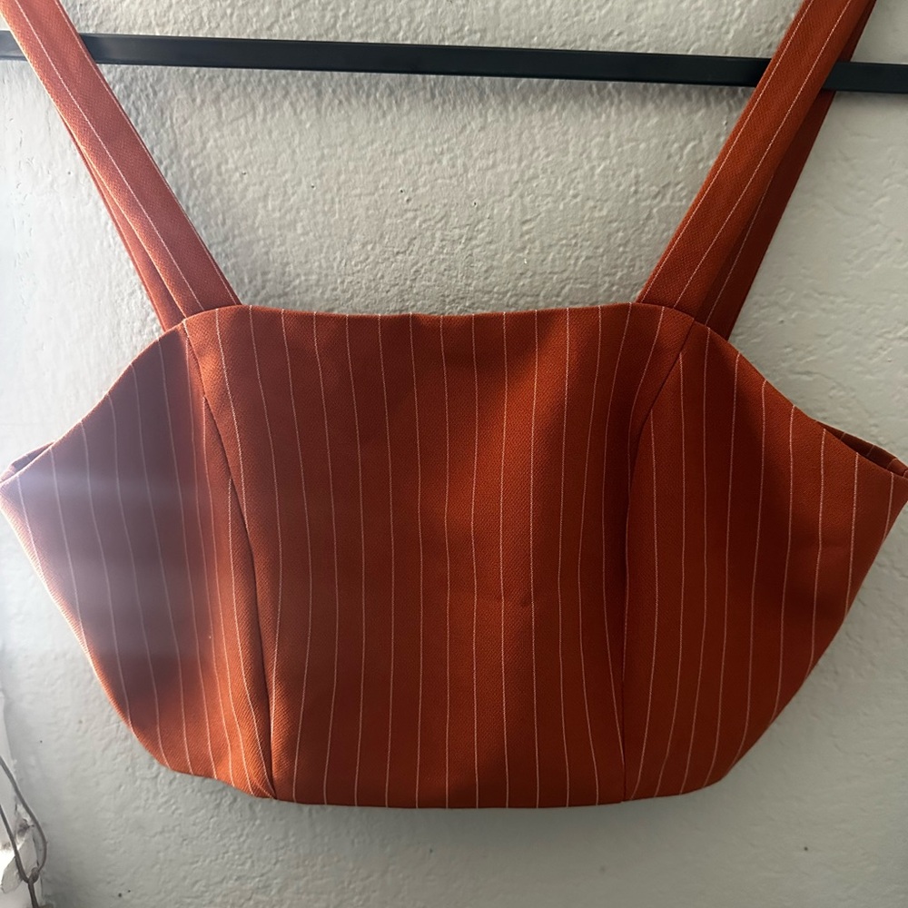 Forever 21 Orange Striped Crop Top